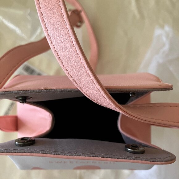 LUI SUI Girl's Fruits one Wallet Shoulder Pink Bag Strawberry Milk Size 4x10x3,5 - Picture 3 of 13